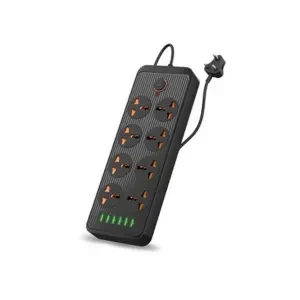 Portronics Power Plate 7 with 6 USB Port + 8 Power Sockets Smart, Electric Universal Extension Board Multi Plug with 2500W, 3Mtr Cord Length, 2.1A USB Output(Black)
