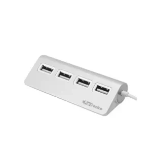 Portronics Mport 24 USB Hub (4-in-1), Multiport Adapter with Upto 480 Mbps High-Speed Data Transfer, 4 x USB 2.0 & Sturdy Aluminium Body (Silver)