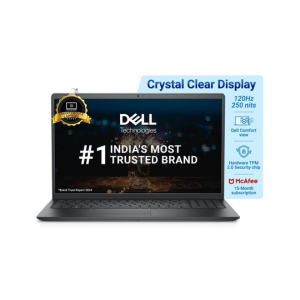 Dell 15 Laptop, Intel 12th Gen Core i3-1215U Proc, 8GB DDR4/512GB SSD/Intel UHD Graphic, 15.6" (38cm) FHD Display/Spill-Resistant Keyboard, Win11+MSO'21/15 Month McAfee/Black, Thin & Light 1.69kg