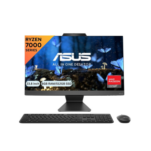 ASUS AiO M3402WFA Series, 23.8" (60.45 cm) FHD, AMD Ryzen 5 7520U, All-in-One Desktop (8GB/512GB SSD/Windows 11/Office 2021/with Wireless Keyboard & Mouse/Black/5.4 kg), M3402WFA-KBA015WS