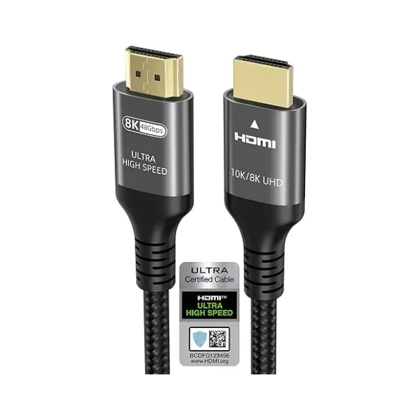 Ubluker 10k 8k 4k HDMI, 2.1 Cable 2m, Certified Ultra High Speed HDMI Cable, 120Hz 144Hz 8k ,60Hz ARC eARC, 48Gbps HDR10+ Dolby, Atmos HDCP2.3 Compatible ,for PS5 Mac RTX4090 HDTV PC