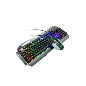 RAEGR Rapid Gear X70 Gaming USB Keyboard & Mouse Set | Made of Aluminium Body | 4 Choices of Adjustable DPI, | 3 Rainbow Lighting Modes, Instant Media Access RG10359 Grey