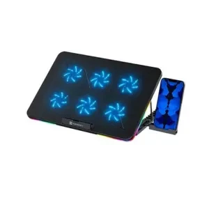 Portronics My Buddy Air Cooling Pad Laptop Stand with 6 Cooling Fans, RGB Lights, 7 Adjustable Heights, Mobile Stand for Upto 17 Inches Laptop (Black)