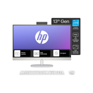HP All-in-One 27, 13th Gen Intel Core i3-1315U, 27inch(68.6 cm) FHD,IPS, Three-Sided Micro-Edge,8 GB DDR4, 512GB SSD, Wireless Keyboard and Mouse Combo, Win 11 Home, 6.42kg,27-cr0345in