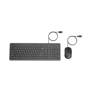 HP 150 Wired Keyboard and Mouse Combo ,with Instant USB Plug-and-Play Setup, 12 Shortcut Keys, 6° Adjustable Slope Keyboard, and 1600 DPI Optical Sensor Mouse (3-Years Warranty, 240J7AA)