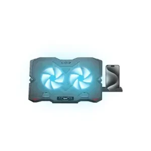 Dyazo Laptop Cooler Stand | Cooling pad with Dual Fans | Adjustable Height 5 Step & Mobile Holder Compatible for All laptops Upto 15.6 inch