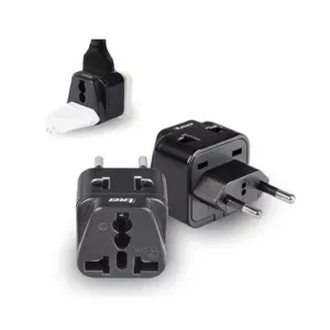 Orei India to Europe Adapter, Russia, Turkey & More - Type C - 2 in 1 - Perfect for Laptop, Camera Charger and More- CE, RoHS - Black - 5 Years Warranty